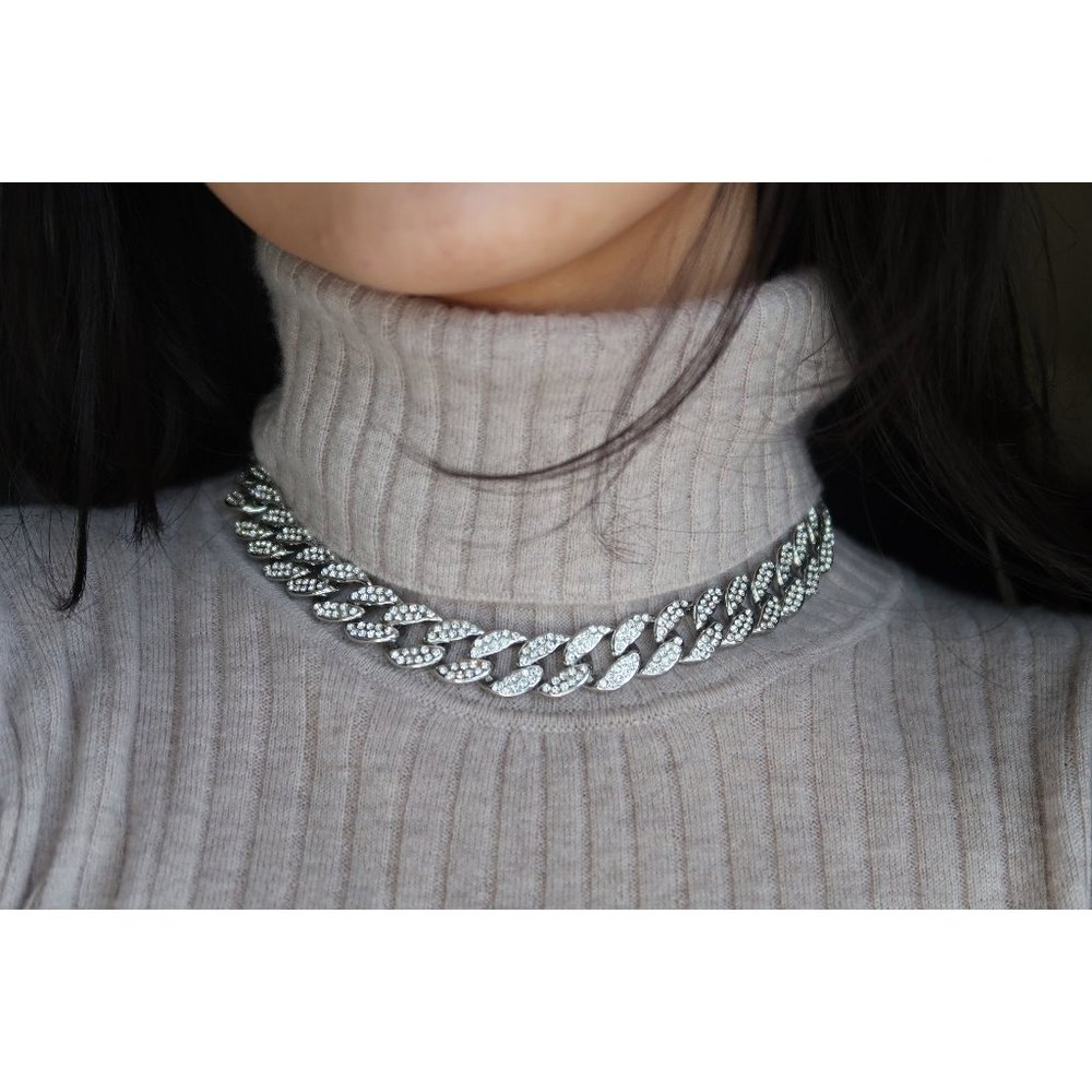 Iced Out Diamond CZ Miami Cuban Link Chain, 15mm Cuban Link Choker